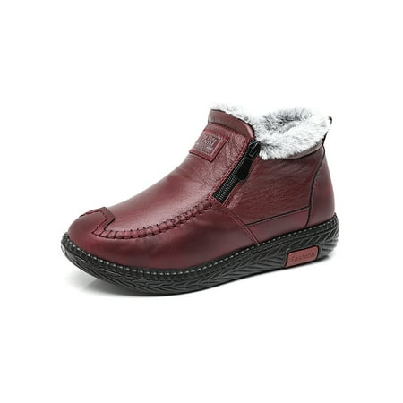 Kesitin Women Winter Warm Shoes Mid Top Comfort Shoe Plush Lining Snow Boots Slip Resistant Non-slip Short Bootie Cold Weather Zip Up Ankle Booties Red 4.5
Kesitin Women Winter Warm Shoes Mid Top Comfort Shoe Plush Lining Snow Boots Slip Resistant Non-slip Short Bootie Cold Weather Zip Up Ankle Booties Red 4.5
