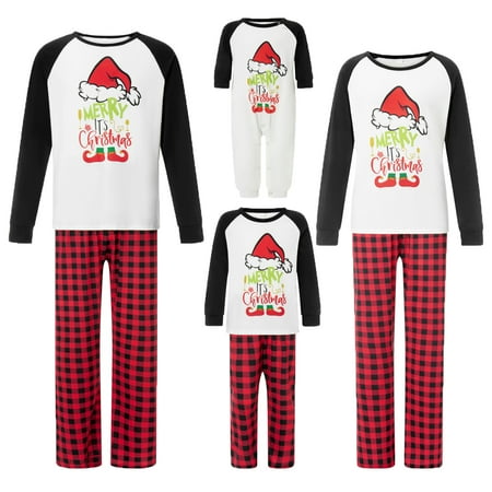 Family Matching Christmas Pajamas Set Cartoon Hat Long-Sleeved Tops Plaid Trousers Sleepwear Suit
Family Matching Christmas Pajamas Set Cartoon Hat Long-Sleeved Tops Plaid Trousers Sleepwear Suit