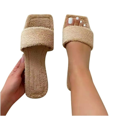 Womens Plush Slipper Solid Color Flat With Home Slipper Shoes Indoor Flip Flop Summer Open Toe Slide Sandals Comfortable Flats Flip-Flops Sandal Casual Platforms Wedge Sandals Heeled Sandals A2254
Womens Plush Slipper Solid Color Flat With Home Slipper Shoes Indoor Flip Flop Summer Open Toe Slide Sandals Comfortable Flats Flip-Flops Sandal Casual Platforms Wedge Sandals Heeled Sandals A2254
