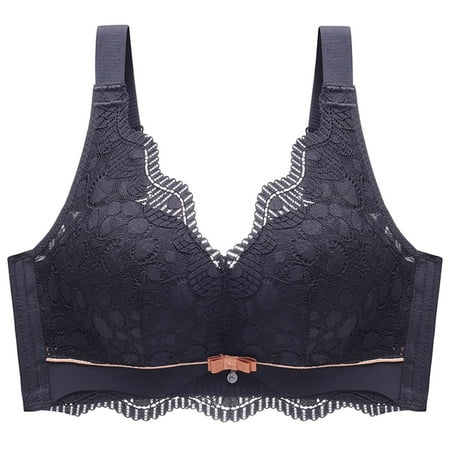 

Women Lace Bralette Deep V Push Up Bras Full Coverage Wireless Padded Underwear Scallop Trim Adjustable Straps Bra