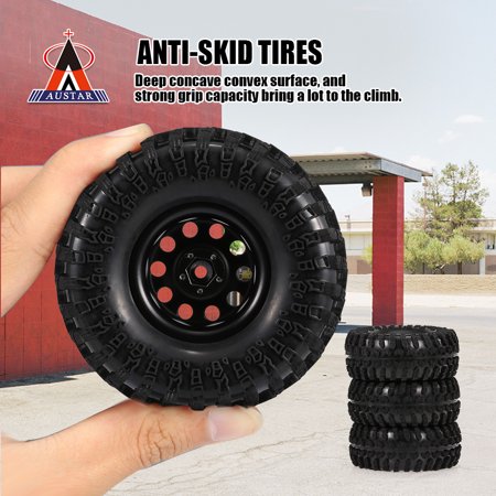 AUSTAR 4PCS 2.2 Inch 130mm Rock Crawler Wheels with Metal Hub Set for 1:10 SCX10 -4 HSP RGT RR10 Traxxas Axial RC Car
