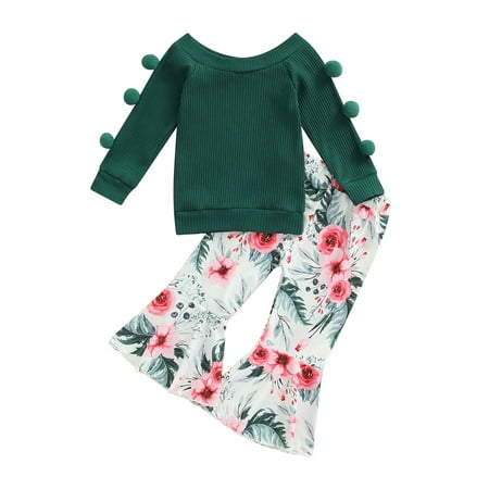 Frobukio 3Pcs Kids Baby Girls Autumn Outfits Solid Long Sleeves Sweater Tops Flower Print Bell-Bottom Pants Green 2-3 Years
Frobukio 3Pcs Kids Baby Girls Autumn Outfits Solid Long Sleeves Sweater Tops Flower Print Bell-Bottom Pants Green 2-3 Years