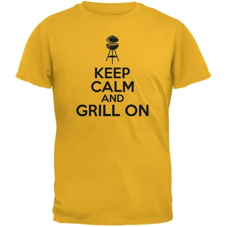 Keep Calm Grill On Gold Adult T-Shirt