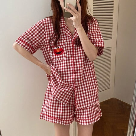 CoCopeaunt Cute Cartoon Plaid Homewear Mujer Lapel Summer Sleepwear Sleeping Tops+Shorts Pijama Elegant Girl Lovely Outerwear Clothes S1008
CoCopeaunt Cute Cartoon Plaid Homewear Mujer Lapel Summer Sleepwear Sleeping Tops+Shorts Pijama Elegant Girl Lovely Outerwear Clothes S1008