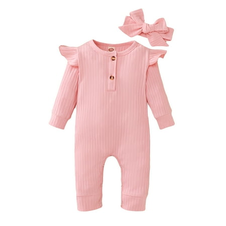 KIMI BEAR Baby Girls Romper Outfits 3 Months Newborn Girls Fall Winter Clothing Set Wide Pit Stripe Long Sleeve Jumpsuit Headband 2PCs Set 3-6 Months Pink
KIMI BEAR Baby Girls Romper Outfits 3 Months Newborn Girls Fall Winter Clothing Set Wide Pit Stripe Long Sleeve Jumpsuit Headband 2PCs Set 3-6 Months Pink