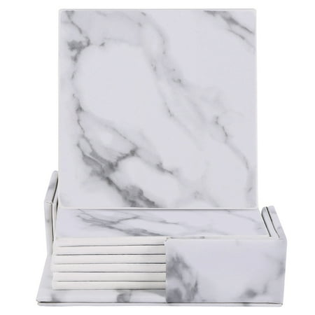 6Pcs/Set Leather Square Drink Coasters Placemat Cup Mat Pad Holder Kitchen Tableware Table Kitchen Decor