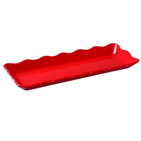 Deli Collection Rectangular Scallop Edged Display Tray 13 1/2 W X 5 1/4 L X 1 H Melamine Red Pack of 6
Deli Collection Rectangular Scallop Edged Display Tray 13 1/2 W X 5 1/4 L X 1 H Melamine Red Pack of 6