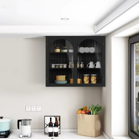 Wall Cabinet Wooden Double Glass Door Kitchen Pantry Sideboard with Removable Shelves Medicine Cabinet Storage Cabinet for Bathroom Dinning Room Garage Laundry Room Office black Style 2
Wall Cabinet Wooden Double Glass Door Kitchen Pantry Sideboard with Removable Shelves Medicine Cabinet Storage Cabinet for Bathroom Dinning Room Garage Laundry Room Office black Style 2