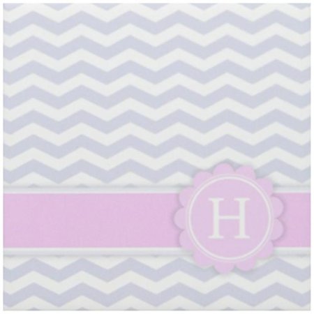 3dRose Letter H monogrammed on grey and white chevron with pink - gray zigzags - personal initial zig zags, Ceramic Tile Coasters, set of 4