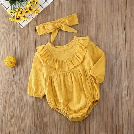 Newborn Baby Girl Clothes Long Sleeve Solid Ruffles Cotton Romper Jumpsuit Headband Outfits 3-24 Months
Newborn Baby Girl Clothes Long Sleeve Solid Ruffles Cotton Romper Jumpsuit Headband Outfits 3-24 Months