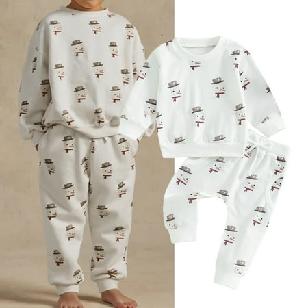 Baby Girl Boy Fall Christmas Outfit Snowman Print Long Sleeve Crew Neck Sweatshirt with Drawstring Pants Set
Baby Girl Boy Fall Christmas Outfit Snowman Print Long Sleeve Crew Neck Sweatshirt with Drawstring Pants Set