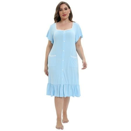 Nightdress for Women Plus Size - Nightgown for Women Sleepwear Loose Short Sleeve Nightdress Square Neck Nightgowns Sleepshirts Comfy Nightshirt XL-5XL
Nightdress for Women Plus Size - Nightgown for Women Sleepwear Loose Short Sleeve Nightdress Square Neck Nightgowns Sleepshirts Comfy Nightshirt XL-5XL