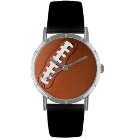 Whimsical Watches Unisex Football Lover Photo Watch with Black Leather