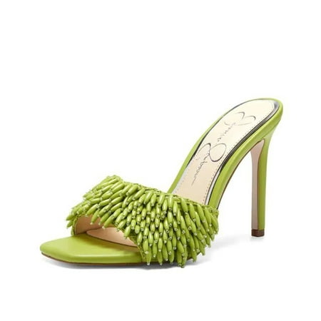 

Jessica Simpson Olya Sandals Women Slip On Mule Stiletto Heel Open Toe Pump Heeled Sandals (Spring Green 9.5)