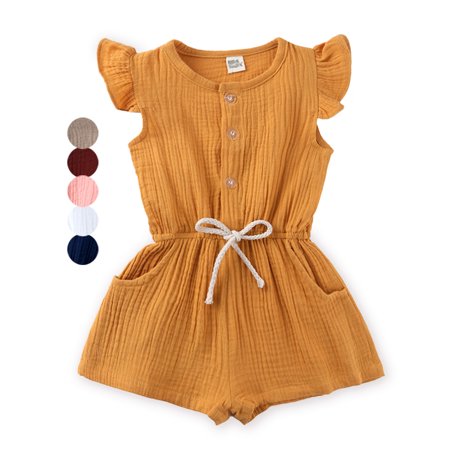 9M-5T Baby Girls Ruffle Sleeveless Romper Jumpsuit with Drawstring Summer Clothes