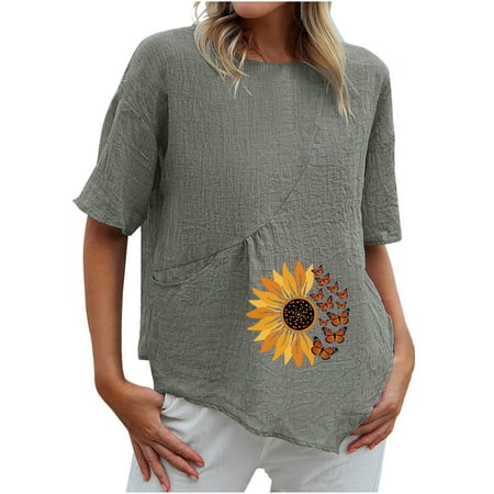 trendy tops for women 2023 Women s Fashion Casual Short Sleeve Button Lapel Print Pocket Top Blouse Maternity Shirts With Pockets Gray M
trendy tops for women 2023 Women s Fashion Casual Short Sleeve Button Lapel Print Pocket Top Blouse Maternity Shirts With Pockets Gray M