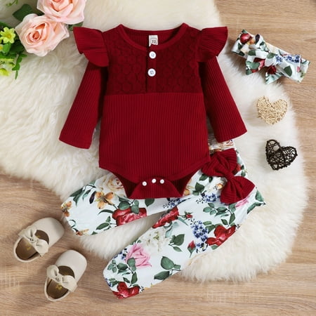 Hunpta Infant Girls Long Sleeve Ribbed Romper Bodysuits Floral Printed Pants Headbands Newborn Outfits
Hunpta Infant Girls Long Sleeve Ribbed Romper Bodysuits Floral Printed Pants Headbands Newborn Outfits
