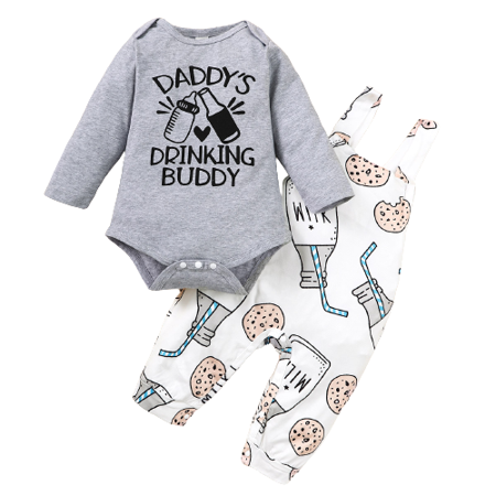 Mikrdoo Baby Boys Outfits Milk Bottle Romper Cookies Straps Suspender Pants 2Pcs Clothes Set For Winter Gray 6-9Months
Mikrdoo Baby Boys Outfits Milk Bottle Romper Cookies Straps Suspender Pants 2Pcs Clothes Set For Winter Gray 6-9Months