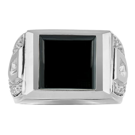 Mens Onyx & Diamond Ring 14K Yellow Gold