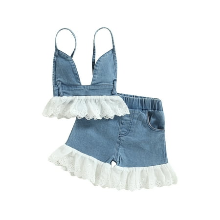 2pcs Toddler Baby Girls Summer Outfits Lace Patchwork Backless Denim Camisole Tops + Shorts
2pcs Toddler Baby Girls Summer Outfits Lace Patchwork Backless Denim Camisole Tops + Shorts