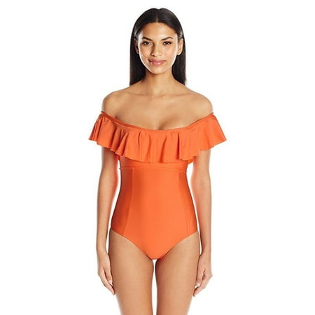 Splendid Women's Sun Sational Solids Off The Shoulder One Piece Swimsuit SZ XS