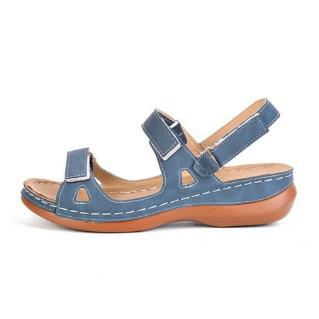 Vintage Strappy Sandals Hook-And-Loop Comfortable Orthopedica Sandals Thick Sole Soft Sandals With Arch Support
Vintage Strappy Sandals Hook-And-Loop Comfortable Orthopedica Sandals Thick Sole Soft Sandals With Arch Support