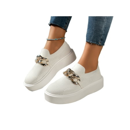 Crocowalk Women s Walking Shoes Platform Fashion Loafers Slip On Casual Shoe Breathable Metal Chain Flats Women Comfortable Low Top Loafer White 7.5
Crocowalk Women s Walking Shoes Platform Fashion Loafers Slip On Casual Shoe Breathable Metal Chain Flats Women Comfortable Low Top Loafer White 7.5