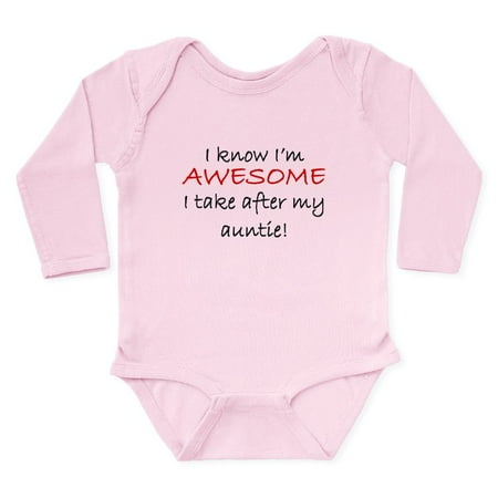 CafePress - Im Awesome I Take After My Auntie Body Suit - Long Sleeve Infant Bodysuit 
CafePress - Im Awesome I Take After My Auntie Body Suit - Long Sleeve Infant Bodysuit