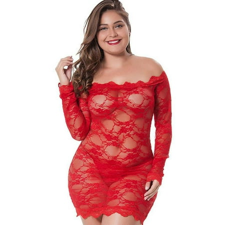 Nananla Women Bobydoll Plus Size Lace Perspective Dress Sexy Sleepwear Underwear Lingerie with Thong
Nananla Women Bobydoll Plus Size Lace Perspective Dress Sexy Sleepwear Underwear Lingerie with Thong