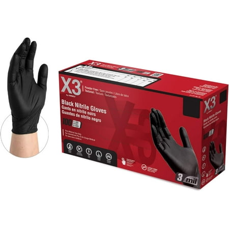 X3 Black Nitrile Disposable Industrial-Grade Gloves 3 Mil Latex and Powder-Free Food-Safe Non-Sterile Lightly-Textured
X3 Black Nitrile Disposable Industrial-Grade Gloves 3 Mil Latex and Powder-Free Food-Safe Non-Sterile Lightly-Textured