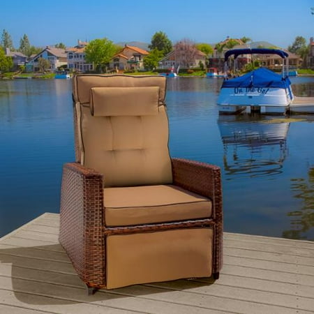 Brown Wicker Outdoor Recliner Rocking Chair - Walmart.com