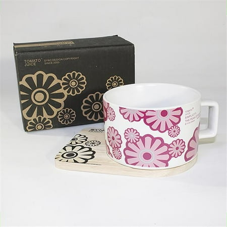 Flower Pink Espresso Cup / Wood Coaster 2.5 inch Height