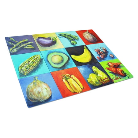Caroline s Treasures Mixed Fruits and Vegetables Glass Cutting Board Large