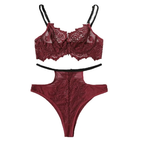 Women s Lingerie Push Up 2-Pc Sissly Lace Deep V Straps Matching Bra and Panty Sets Red L
Women s Lingerie Push Up 2-Pc Sissly Lace Deep V Straps Matching Bra and Panty Sets Red L