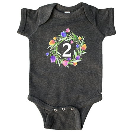 Inktastic 2nd Birthday Tulip Flower Wreath Gift Baby Boy or Baby Girl Bodysuit