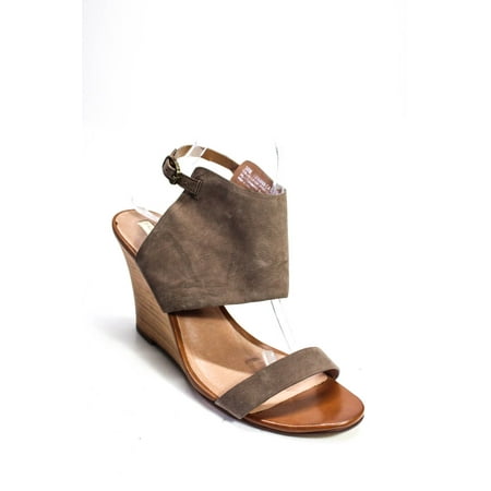 Pre-owned|Halogen Womens Ankle Strap Open Toe Wedges Brown Size 10