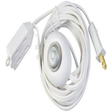 Woods 10203W Extension Cord With Lighted Foot Switch White