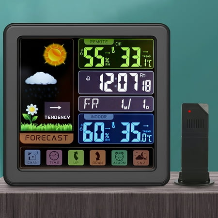 GORWARE Wireless Weather Station Color Display Digital Thermometer with Sensor Forecast Station with Temperature Humidity Alarm Clock Calendar Adjustable Backlight for Indoor Outdoor
GORWARE Wireless Weather Station Color Display Digital Thermometer with Sensor Forecast Station with Temperature Humidity Alarm Clock Calendar Adjustable Backlight for Indoor Outdoor