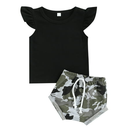 Newborn Casual Outfits Baby Girls Sun Print/ Solid Color Fly Sleeve T-shirt Shorts Summer Clothes Black 2-3 Years
Newborn Casual Outfits Baby Girls Sun Print/ Solid Color Fly Sleeve T-shirt Shorts Summer Clothes Black 2-3 Years