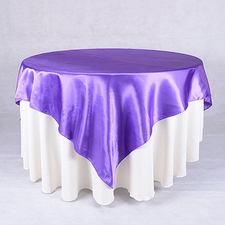 Satin Square Table Overlays - ( 60 x 60 Inch ) (Purple), Ship in 1 Business Day By BBCrafts