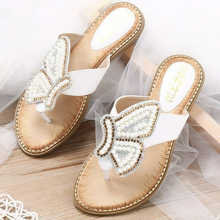 Rhinestone Pearl Butterfly Decorated Women s Shoes