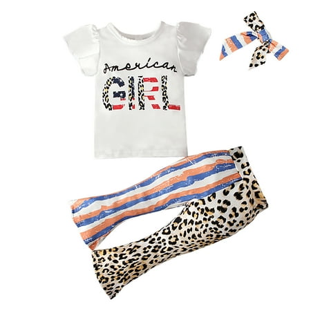 AnuirheiH 4th of July Baby Girl Outfits Toddler Baby Girls Independence Day Fashion American Flag Stripe Leopard Print Short Sleeve Flared Pants Bow Suit
AnuirheiH 4th of July Baby Girl Outfits Toddler Baby Girls Independence Day Fashion American Flag Stripe Leopard Print Short Sleeve Flared Pants Bow Suit