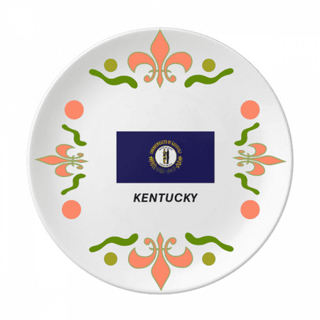 Outline Flag State Kentucky Flower Ceramics Plate Tableware Dinner Dish