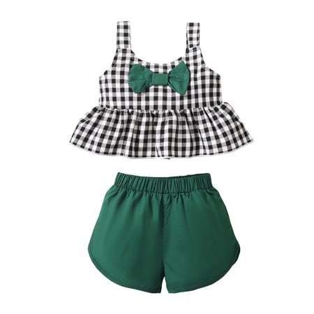 Baby Girls Outfits Plaid Print Sleeveless Bow Strap Top +Shorts 2Pcs Clothes Set 18-24 Months Green
Baby Girls Outfits Plaid Print Sleeveless Bow Strap Top +Shorts 2Pcs Clothes Set 18-24 Months Green