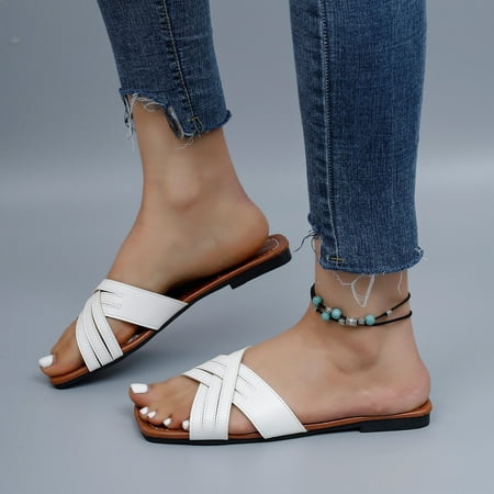 YOUSNH Ladies Summer Simple Solid Colour Soft Leather Flat Bottom Large Size Sandal Slippers Sandals for Women 2024 White 7(38)
YOUSNH Ladies Summer Simple Solid Colour Soft Leather Flat Bottom Large Size Sandal Slippers Sandals for Women 2024 White 7(38)
