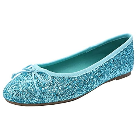 

Feversole Women s Sparkle Memory Foam Cushioned Colorful Shiny Ballet Flats Glitter Turquoise Size 8.5 M US