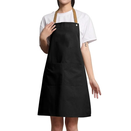 

Spring Dresses for Women 2023 Men Adjustable Button Apron With 2 Pockets Kitchen Cooking Gardening Painting Baking Restaurant Bbq Tank Dress Black One Size