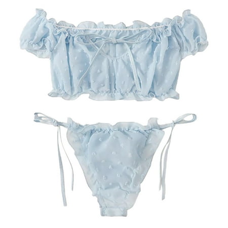 Qcmgmg Bodysuit for Women Crop Top Sexy Bra and Panty Set Solid String Babydoll Blue S
Qcmgmg Bodysuit for Women Crop Top Sexy Bra and Panty Set Solid String Babydoll Blue S
