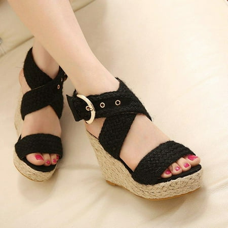 Foraging dimple Women Ladies Fashion Casual Big Size Buckle Wedges Sandals Roman Shoes Black
Foraging dimple Women Ladies Fashion Casual Big Size Buckle Wedges Sandals Roman Shoes Black