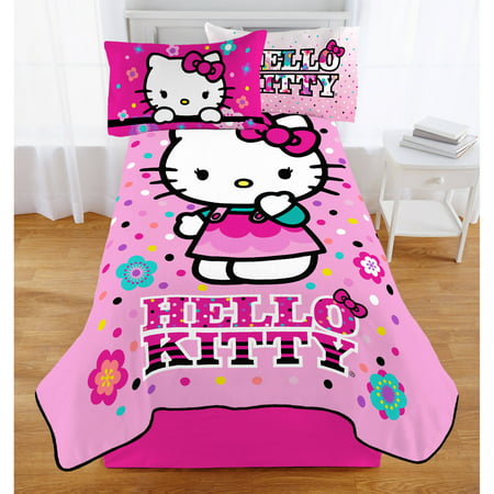 Hello Kitty Floral Dot To Dot Plush Twin Blanket